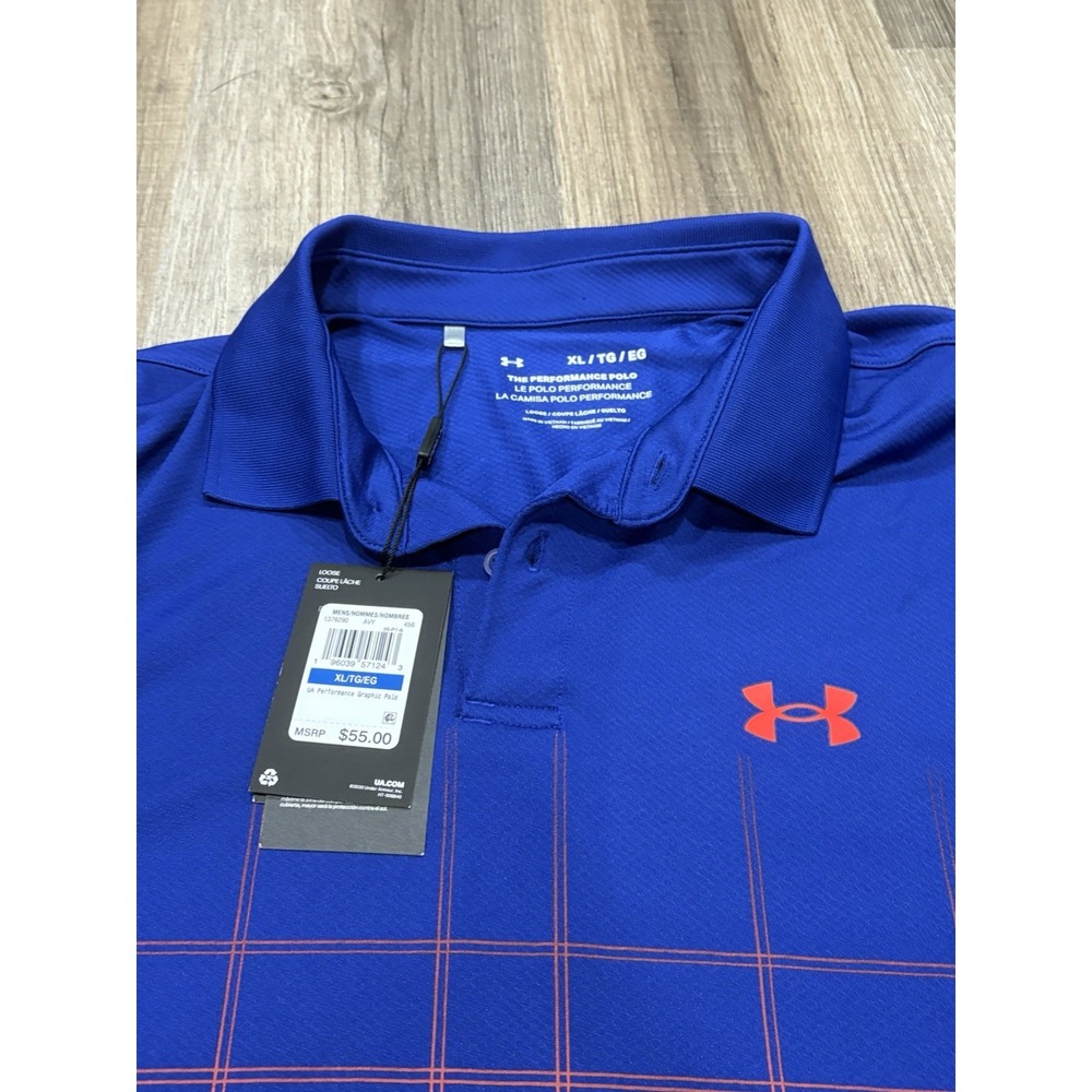 Under Armour The Performance Short Sleeve Polo Plaid NWT‎ Mens size XL - Picture 5 of 9
